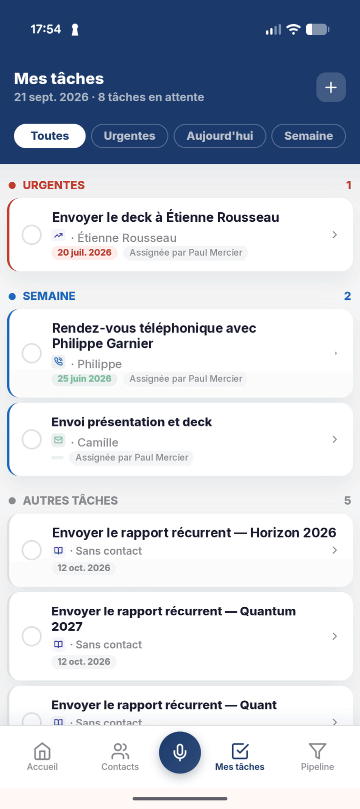 AI Smart, Tâches & relances